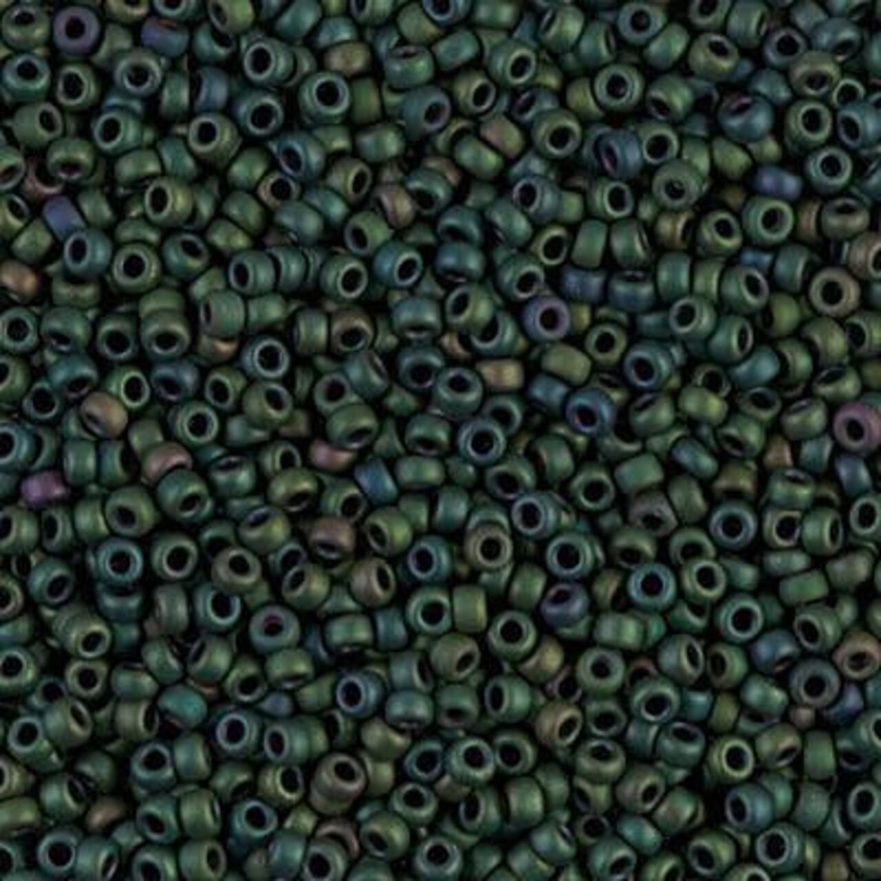 Miyuki 11 Round Seed Bead, 11-2066, Matte Metallic Dark Green Iris, 13 grams